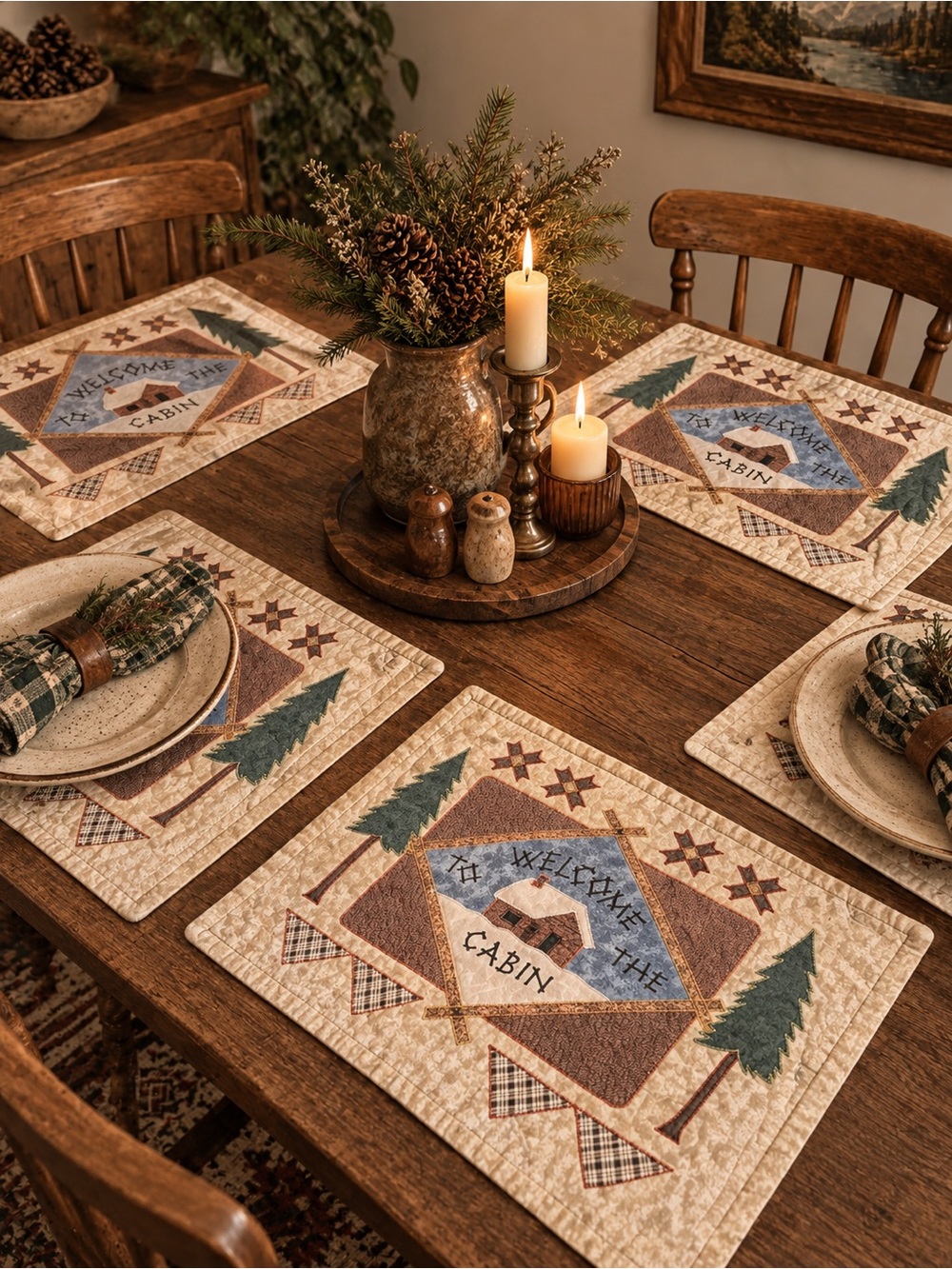 Vintage Cabin Patchwork Placemats (4)